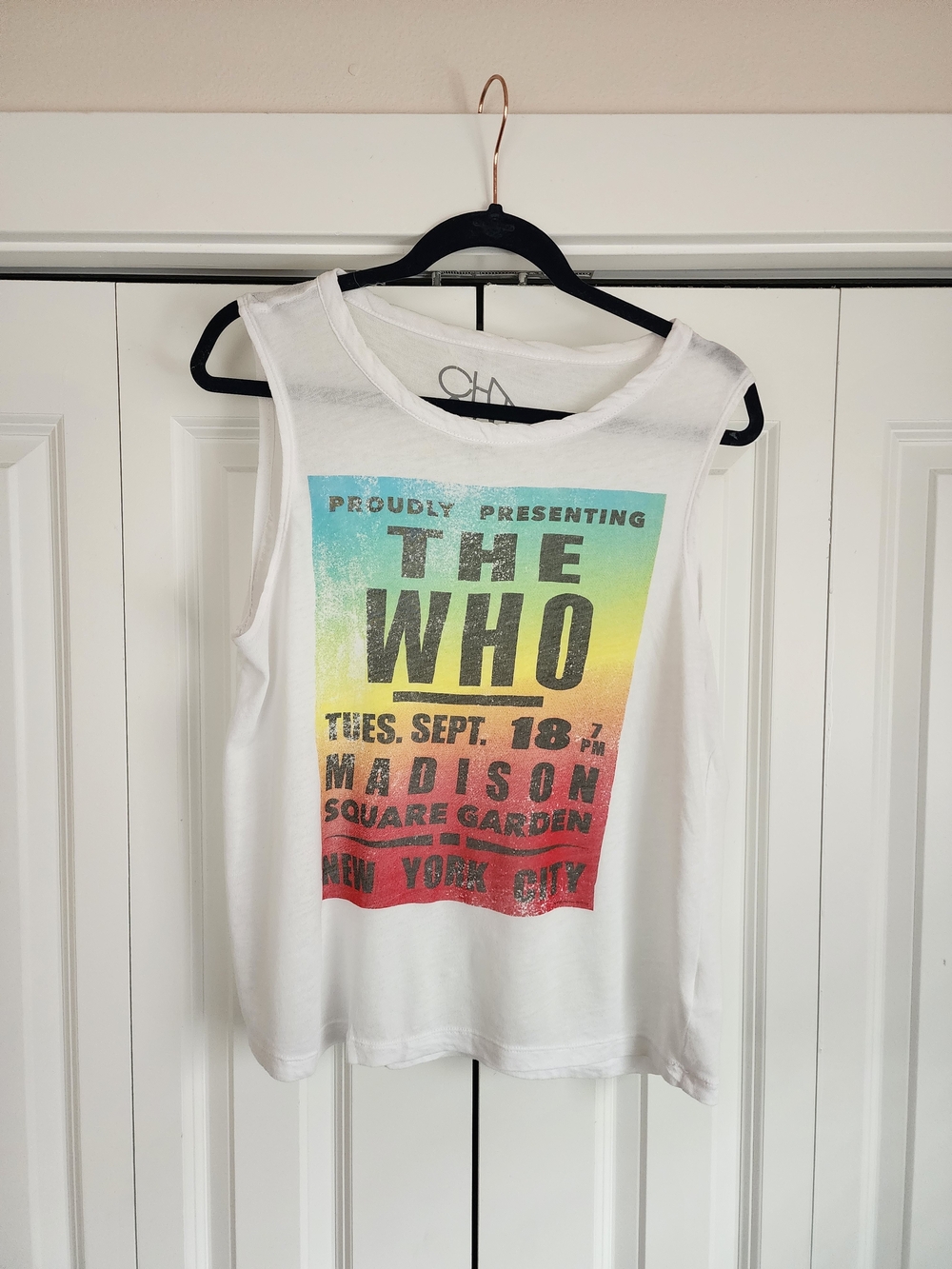 Chaser White Tank with Multicolor Vintage Gradient 'The Who' Graphic